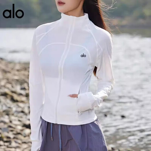 Traje de yoga de yoga de alo para mujeres al aire libre deportes al aire libre ropa de protección solar la ropa delgada y transpirable chaqueta de acondicionamiento físico de aptitud