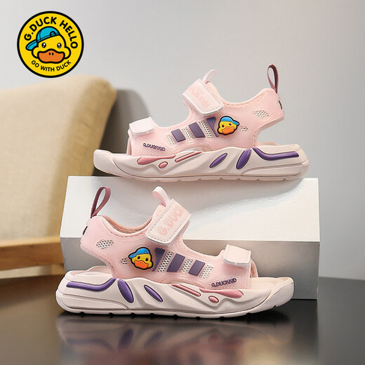 G.Duckkids Little Yellow Duck Girls Sandals Summer 2025 Nuevo estilo pequeño y mediano Soft Soft Sole Summer Summer Summer's Beach Beachs 6228 Negro y verde 26 _inner Longitud 16.5cm
