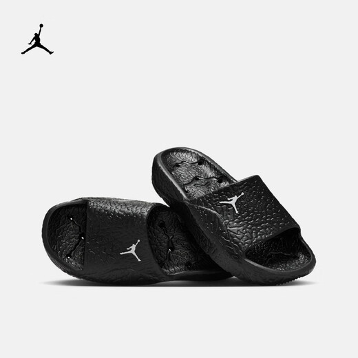 Nike Jordan Men's Bathroom Slippers Autumn New Hollow Drainage Slippers Official JORDAN HQ2163 001 Black/White 42.5