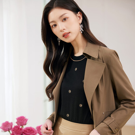 The same fall style classic Maillard trench coat from Colletier Shopping Mall, with a slim waist and slim fit for women, medium orange XL