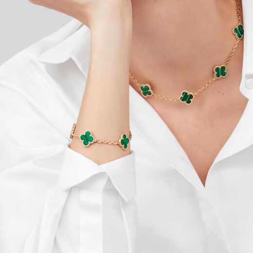 FEACHE light luxury five-flower bracelet four-leaf clover necklace jewelry anniversary Chinese Valentine's Day birthday gift for girlfriend and wife bracelet