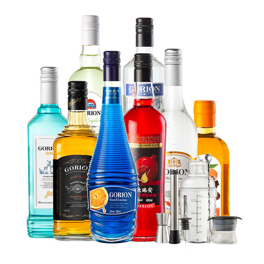 Gorian whiskey vodka gin rum liqueur cocktail wine base 8-pack set with free bartending tools