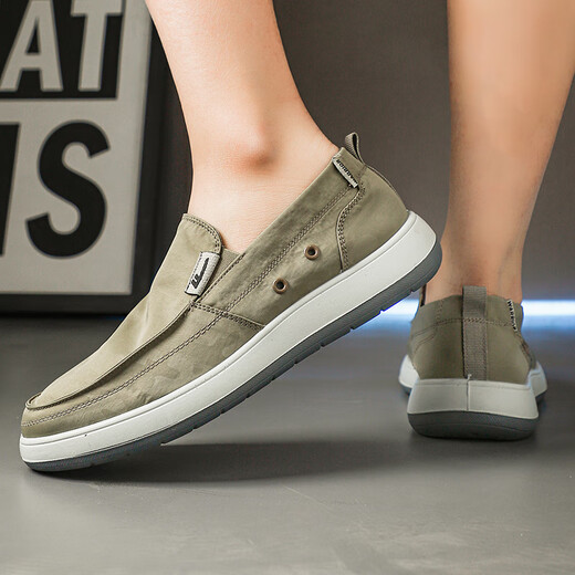 JETRAM men's shoes 2025 new summer thin soft sole lightweight non-slip breathable mesh shoes steadily casual cloth shoes YW-1473 military green 44
