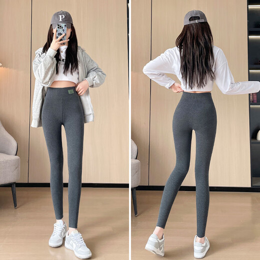 Langsha pure cotton leggings women's outer wear autumn 2025 new elastic high waist tight slimming nine-point pants