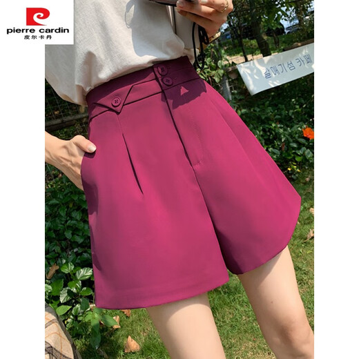 Pierre Cardin Summer Thin Casual Anzug Shorts Damen 2025 Neue hochverzögerte Schlampe A-Line Chiffon Wide-Big Hosen Black 7170 S