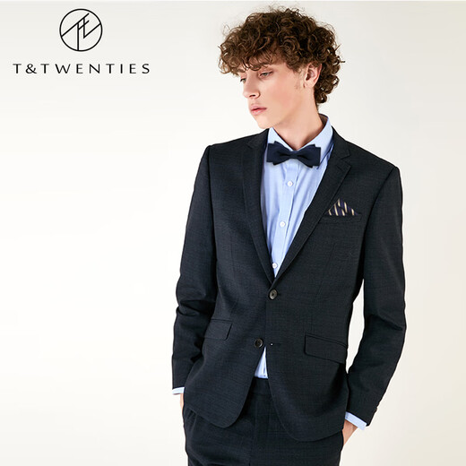 T&Twenties设计师男士真丝领结袖扣方巾套装商务婚礼新郎伴郎西装配饰 个性蓝红丝滑撞色.真丝领结三件