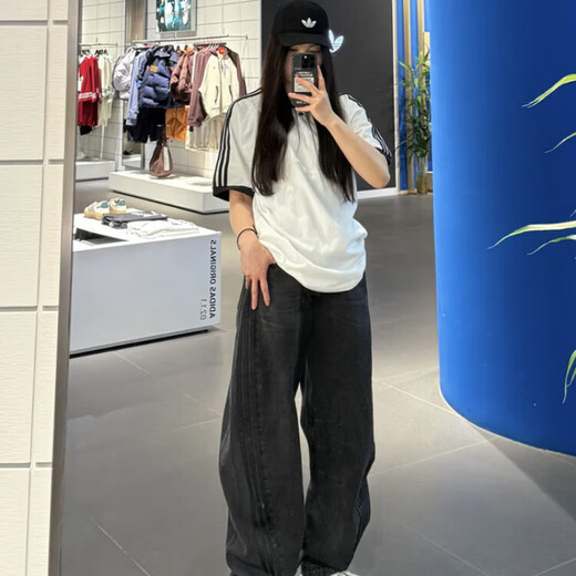 阿迪达斯 （adidas）三叶草女子复古渐变效果水洗牛仔运动长裤JX9214/9212/9213 浅牛仔蓝JX9212 （） 29