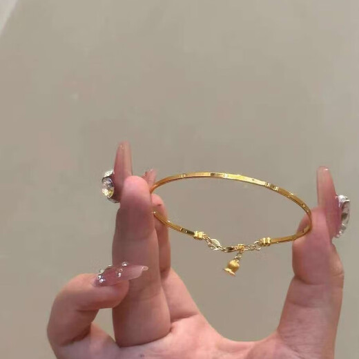 Shunfusheng SOENFUSE extremely fine solid 18k gold bracelet for women, light luxury niche design, simple and versatile, exquisite hand jewelry that does not fade, extremely fine gold bracelet
