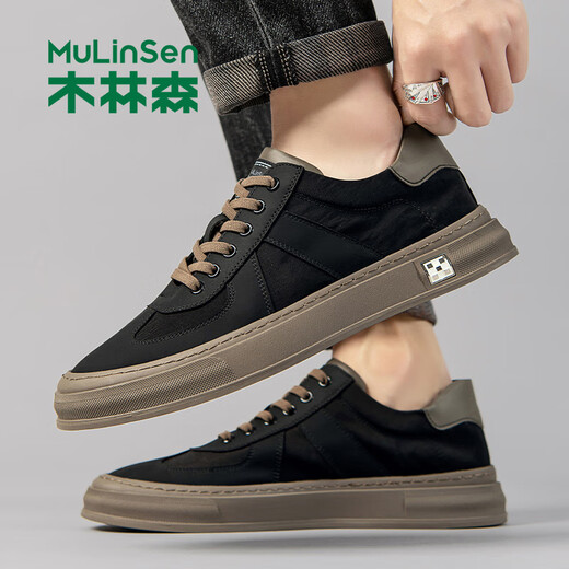 Mulinsen [ausgewählte Leinwandschuhe] Herrenschuhe Sommer leichter Luxus atmungsaktiven Herrenschuhen Herrenfahrer Stoff Schuhe Daddy Schuhe Schwarz J451010045 41