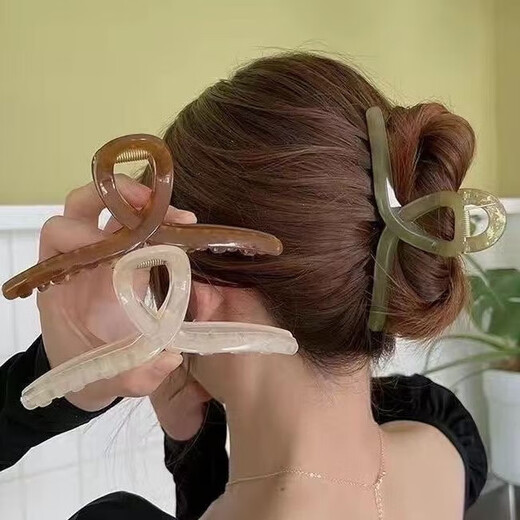 Ins style Korean jelly color large shark clip acrylic hair clip hair accessories internet celebrity grab clip headband 1 piece (random color)