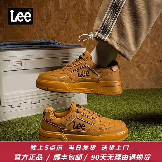Lee男鞋设计感增高休闲鞋男士时尚经典板鞋厚底运动鞋百搭鞋子男潮鞋 土黄 L243UB687 40 【偏大/请拍小一码】