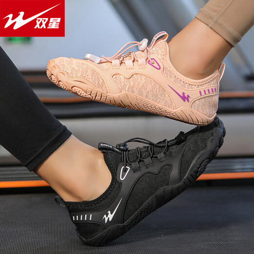 Double Star Fitness Shoes for Men and Women Summer Breathable Sports Skipping Rope Badminton Shoes Indoor Yoga Pilates Comprehensive Training Shoes Black 41