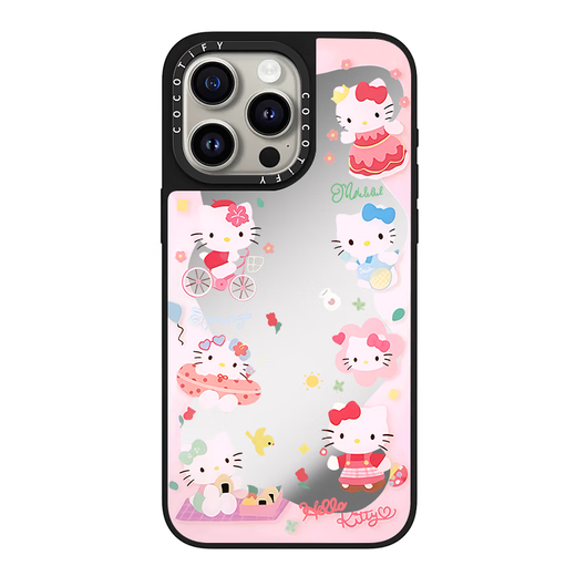 Casetify Совместный брендинг для iPhone Apple 16promax Мобильный телефон 13/15/16 вокруг Katie Cat 16pro Makeup Mircor 15pro Women 12 Trend 14 All-Inclusive 16plus Simple Case [CS#14957 Pink Wave Edge множественные KT] подлинное серебро
