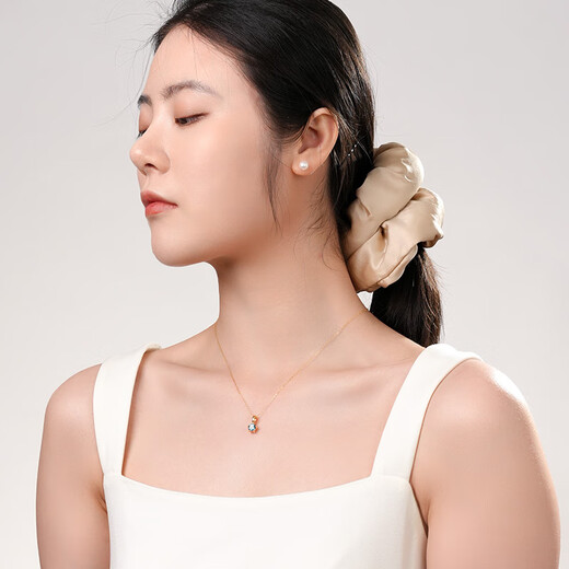 Dela Topaz Pendant Freshwater Pearl Necklace Perfect Round Flawless Bright Light Luxurious Fashion Versatile Clavicle Chain 520 Gift