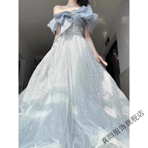 True One Shoulder Evening Dress for Women Banquet Temperament Light Luxury Niche High-End Host Art Exam Adult Ceremony Puffy Gauze Skirt for Women Picture Color 2XL True One Shoulder Evening Dress for Women Banquet Temperament Light Luxury Niche High-End Host Art Exam Adult Ceremony Puffy Gauze Skirt for Women Picture Color 2XL