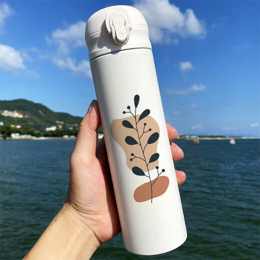 承琉新款吸管保温杯简约高级时尚水杯子设计感文艺北欧500ml弹跳随身 316材质500ml吸管杯BW7374树叶