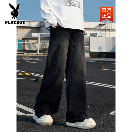 Playboy (Playboy) Retro High Street Jeans Men's Spring и Summer Gradient American Loose Straight Leg Pants Cleanfit High Street Bonders 1047 Ностальгические s