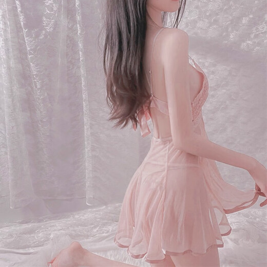 性感睡衣蕾丝吊带情调火辣女仆制服透视免脱纯欲睡裙情感趣味内衣 黑色蕾丝裙+9756网衣 均码80-125斤保密发货