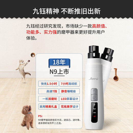 Jiuyujoyu Jiuyu Electric Pet Nail Grinder Cat Parrot Rabbit Small Dog Nail Grinder Mouth Grinder N9-LED Display-Pearl White (Small Dogs and Cats)