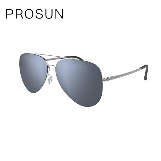Gafas de sol de baosheng nuevos hombres y mujeres espejo sapo sapo simple espejo polarizador simple aleación de memoria PS7027-7029 PS7029C19_Titanium Black_lens Gray__Fit para la cara