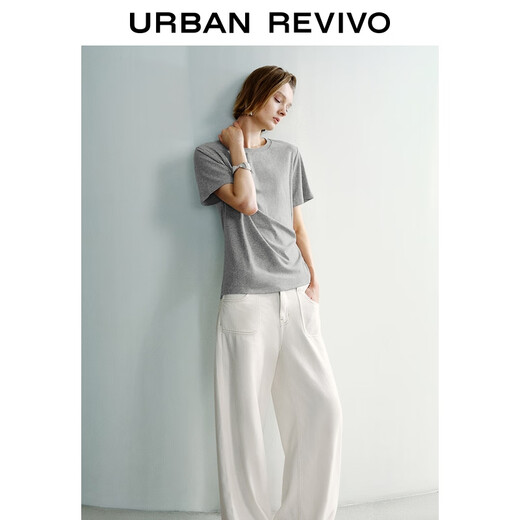 Ur chinesischer Valentinstag 2025 Sommer Neue Frauenkleidung Mode-Atmosphäre und Temperament Falten Taille kurzärmelige T-Shirt UWG450129 Blumengrau M.