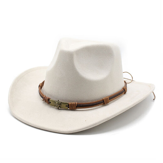 
XINBUCKS Western Cowboy Hat Minority Top Hat Casual Jazz Hat Outdoor Travel Stage Props Felt Hat Brown Suitable 55-58cm