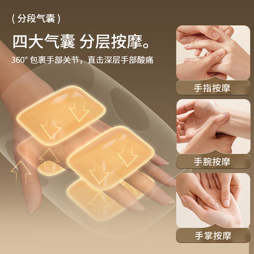 Oaks hand massager, finger, wrist, joint, palm acupuncture point numbing care, meridian kneading, electric massage heating instrument 360, double-layer air bag wrapped hot compress, upgraded model, 3 modes to choose + 2 levels of hot compress