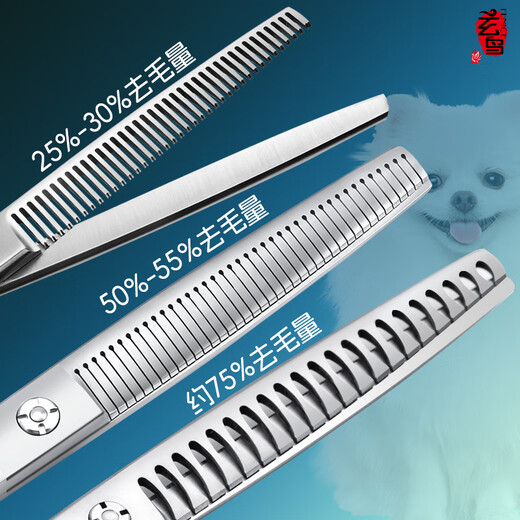 Xuanniao professional pet grooming scissors set, fluffy scissors, fish bone scissors, Schnauzer Maltese special set, for golden retrievers, local finishing, 6.5 curves + 6.5 teeth, around the mouth, etc.