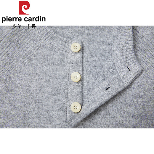 Pierre Cardin heavyweight thickened Henry collar sweater men's autumn and winter lazy style sweater casual versatile top Brown Coffee S