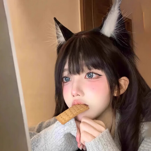 Christmas cat ear headdress, cute adult hairband, plush animal ear hairpin, cos music festival, cute female Halloween, black and white cat girl hairband