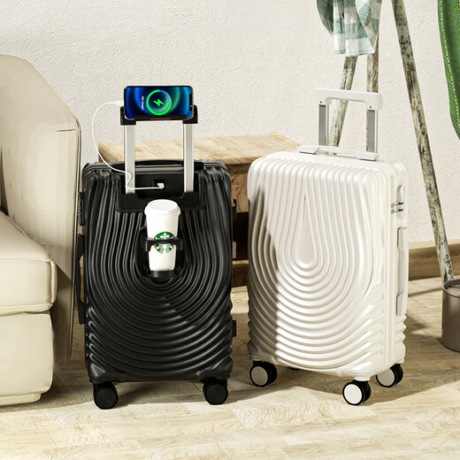 Large capacity water cup holder multi-functional suitcase high-value charging USB trolley case universal wheel fresh suitcase randomly sent