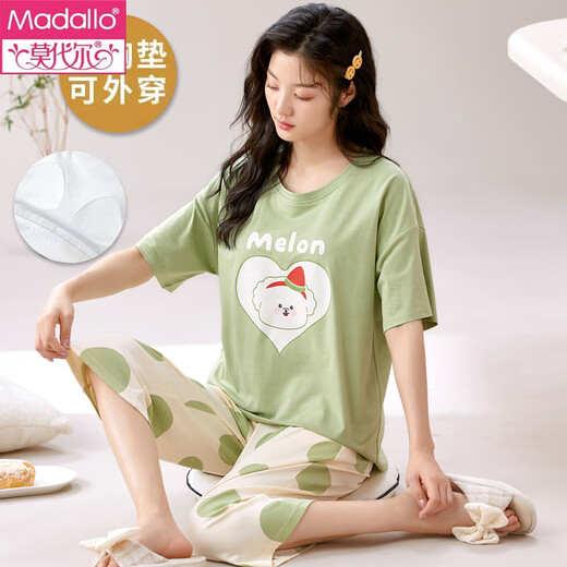 Modal pijama de algodón puro para mujeres en verano con almohadillas en el pecho, pantalones cortos de manga corta, ropa de casa de dos piezas de estilo coreano lindo y moderno