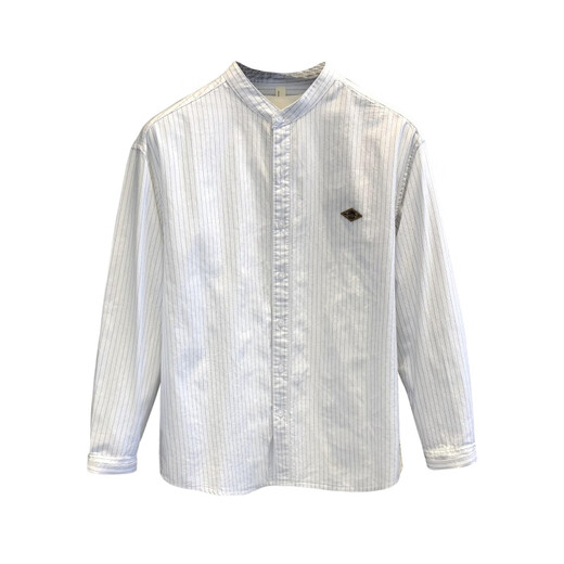 GUANGAN AEPE pure cotton comfortable high-end light mature Henry collar striped long-sleeved shirt men's spring and autumn American retro casual shirt white light business temperament pure cotton loose version L 125-140Jin Jin equals 0.5 kg