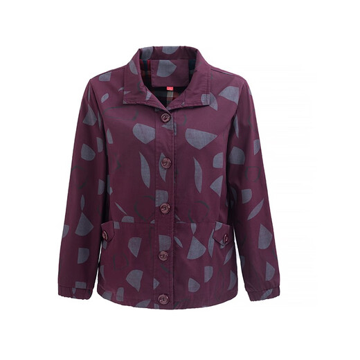 Frühlings- und Herbst- und Herbst aus mittleren Alter und älteren Alter und ältere Frauen mit reiner Baumwolljacke neuer modischer Top großer Mutterjacke Oma Windbreaker Yongqi 9905 Lila L empfohlen 90 bis 105 Jin [Jin gleich 0,5 kg]
