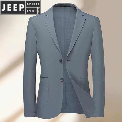 JEEP SPIRIT夏季薄款防晒西服男上衣冰丝春夏休闲小西装单西外套单件 9928蓝色 M 170/-120斤