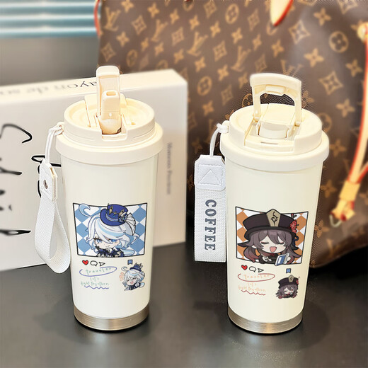 
KYODO Genshin Impact Nasida stainless steel thermos cup straw outdoor sports portable water cup male and female students double drinking coffee cup BXAB15939 God Son Ceramic Covered Inner Bollard-520ML with lanyard