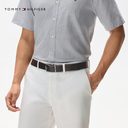 
TOMMY HILFIGER [Double-sided] Men's retro pin buckle leather business casual belt belt AM0AM12053 Black brown GB8 105cm