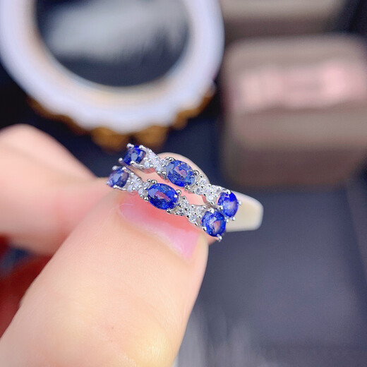 YIBIY2025 latest natural Sri Lanka sapphire ear buckle 925 silver gold plated 3*4MM sapphire ear jewelry