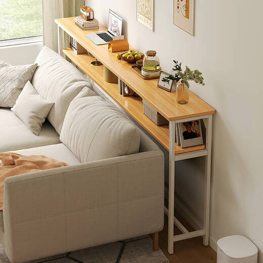 Sofá de Yonghuan Rack de almacenamiento trasero Gabinete Bundside Bedside Bed Bed Red Ranja Gabinete de almacenamiento de ranura estrecha contra la sala de estar Long Stank - Un solo capa 12040 cm - Blanco cálido
