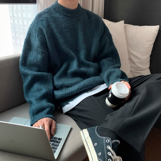 KAZUKI KURAISHI KURAISHI Trendy Brand Soft Glutinous Sweater Men's Autumn and Winter 2025 New Japanese Retro Lazy Style Knitted Sweater Apricot Color XL 130-150Jin [Jin equals 0.5 kg]