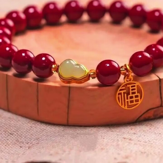 小红书同款仿帝王紫金砂朱砂手串福禄平安玉葫芦手链国风女款 8mm福牌葫芦