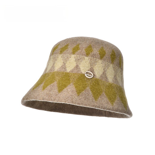 Kenmont 100% sheep wool woven plaid jacquard fisherman hat women's autumn and winter foldable ear protection warm basin hat km-9527