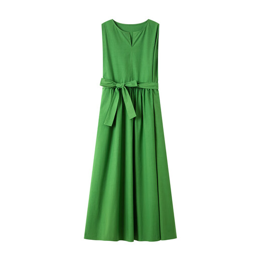 Vanciman French 100% cotton dress for women 2025 summer new high-end waisted sleeveless vest long skirt A1656 Scheller Green XL