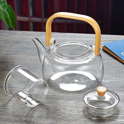 Yuanqing Jiasheng glass teapot high temperature resistant high borosilicate glass teapot filter flower teapot large capacity 1000ml square handle