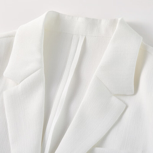 Chandubila Contains Linen 2025 Autumn One-button Shoulder Pad Lace Cuffs Notched Lapel Three-quarter Sleeve Blazer