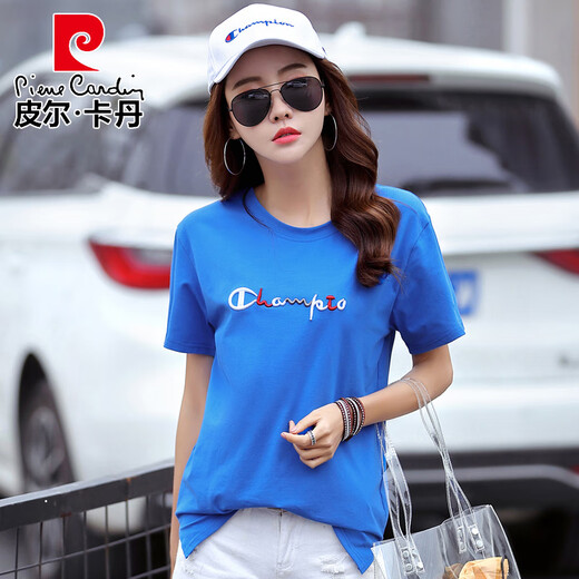 
Pierre cardin light luxury high-end cotton short-sleeved T-shirt for women in summer new embroidered T-shirt for half-sleeved stylish loose casual T-shirt 9922 white M 110-125Jin [Jin equals 0.5 kg]