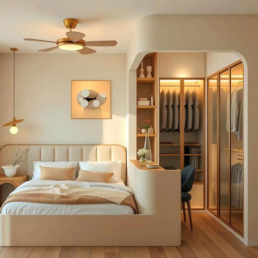 PIANO whole house custom wardrobe bedroom home cream style multi-functional cabinet cloakroom decoration combination furniture prepayment (consult customer service for a plan)