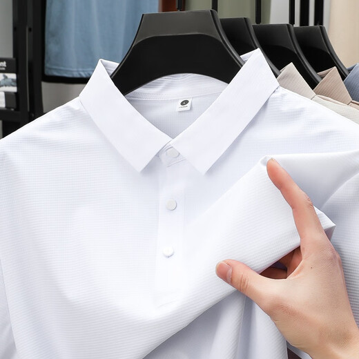 
zzang/ins light luxury high-end brand ice-sensing short-sleeved POLO shirt men's summer new casual lapel business t-shirt top 12357 black L (recommended 115-130Jin [Jin equals 0.5 kg])