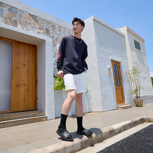 Nike Jordan Men's Bathroom Slippers Autumn New Hollow Drainage Slippers Official JORDAN HQ2163 001 Black/White 42.5