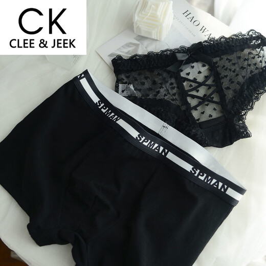 Clee/Jeek schwarz ein Mann eine weibliche weibliche baumwolleis ice seide reine durchscheinende Briefs Bänder Geschenk Set 6628 Paar ein Mann eine Frau m Frauen l